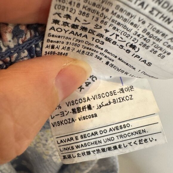 United colors of benetton Floral tiered Blue wide leg pull on pants size 11-12 - Picture 4 of 4